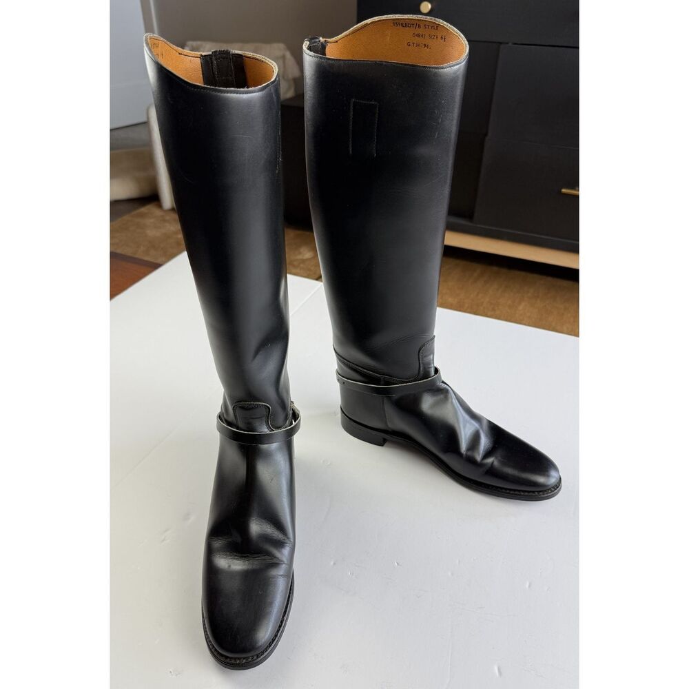 Marlborough Made in England Black Leather Tall Riding Boots Narrow US 8.5